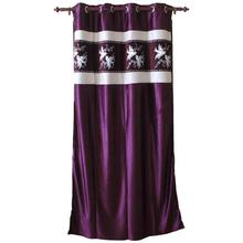 Birds Printed Cotton Fabric Window/Door Curtain - Purple