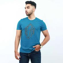 Being Human Blue Round Neck Printed T-Shirt For Men