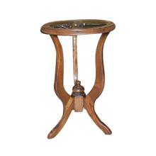 Brown Round Wooden Glass Covered Table