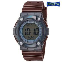 Sonata Grey Dial Digital Watch For Men- 77048PP03