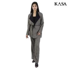 KASA Grey Solid Blazer/Pant Set For Women