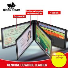 BISON DENIM Genuine leather Card Case Leather Credit Card