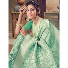 Stylee Lifestyle Turquoise  Banarasi Silk Jacquard Saree -1528