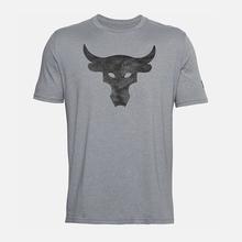 Under Armour Grey Project Rock Brahma Bull logo Short Sleeve T-shirt For Men 1357186-035