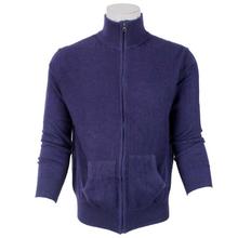 Ink Blue Zippered Hi-Neck Sweater For Men