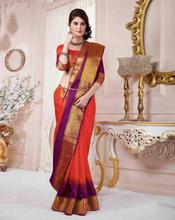 Orange/Purple Silk Saree With Blouse Piece For Women
