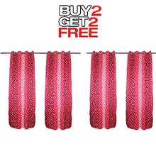 Curtains Buy 2 Get 2 Free [4pcs] [Polca Dots Design] -Maroon