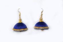 Royal Blue Thread Beaded Jhumka