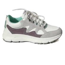 Grey/White Synthetic Sneakers For Women