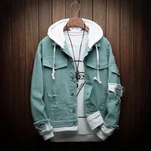 Sea Green Hooded Denim Jeans Jacket For Men By Nyptra