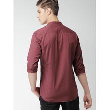 Mast & Harbour Men Maroon Regular Fit Solid Casual Shirt