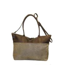 Owen Barry Brown/Beige Two-Toned Solid Leather Handbag For Women