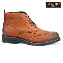 Takura Brown Brogue Derby Casual Leather Half Boots For Men(SE95053)