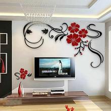 3D Acrylic Wall Sticker TV Flower For Living Room Decoration