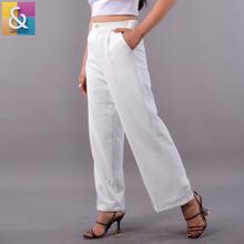 AMPERSAND Pure French Wide-Legged Apricot White Trousers For Women