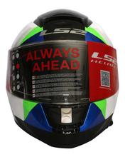 LS2  White/Blue/Green Gloss Full Face Helmet - (FF397 Vector)