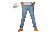 Virjeans Slim Fit Check Cotton Pant (VJC 691) Sky Blue