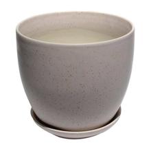 Off White Ceramic Flower Pot With Pot Tray - Medium