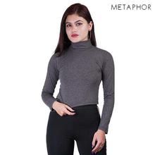 METAPHOR Dark Grey Solid Top (Plus Size) For Women - MT46CS