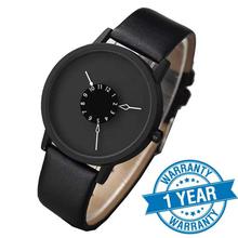 Black Leather Belt Turntable Watch