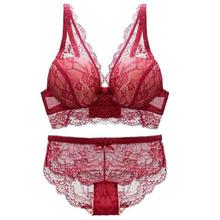 Fashion Lace Hollow Out Bralette Underwear Panty Set Women