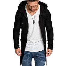 SALE- New Mens Hooded Solid Trench Coat Jacket Cardigan Long