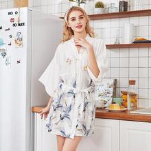 Fashion Women's Summer Mini Kimono Robe Lady Rayon Bath Gown