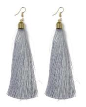 Light Grey Thread Tassel Designed Earrings For Women