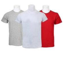 Pack Of 3 Plain 100% Cotton T-Shirt For Men-Grey/White/Red