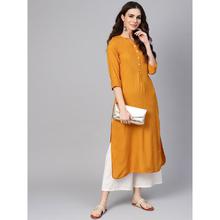 Libas Women Mustard Yellow Solid Straight Kurta