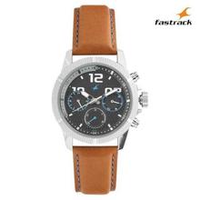 Fastrack 3169SL01 Black Dial Chronograph Watch For Men- Tan Brown