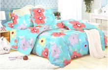 Aqua Blue Leaf Print Double Bed Set MV-128