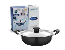 DeviDayal Non-Stick Hard Anodized Deep Kadai With Lid-(2 Liter)