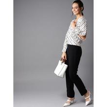 Casual Full Sleeve Striped Women White Top