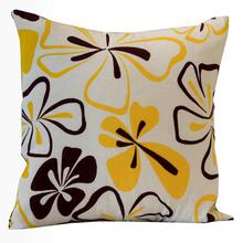 Yellow Flower Printed Cotton Cushion Cover