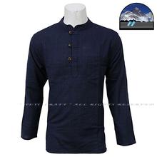 Navy Blue Front Buttoned Kurta Shirt For Men