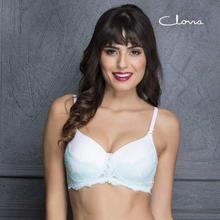 Clovia White/Baby Blue Lace Padded Underwired Bridal Bra For Women