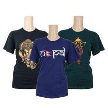 Pack Of 3 Printed 100% Cotton T-Shirt For Women- Black/Blue/Green