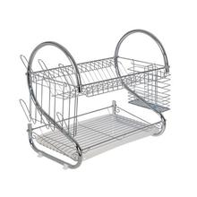 Chrome Kitchen Dish Cup Drying Rack Drainer Dryer Tray Cutlery Holder Organizer