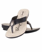 Shikhar Women's Black Strap Flat Toe Slip Sandal