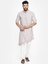 Freehand Men Pink & White Striped Kurta with Pyjamas