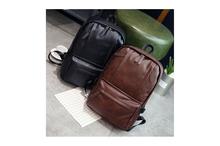 Korean Design Two Front Pockets PU Leather Shoulder Laptop Backpack