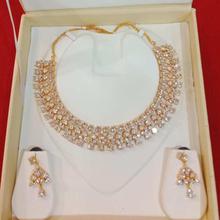 RUBY WHITE STONES STUDDED NECKLACE SET FOR WOMEN