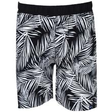 Black/White Cotton Leaf Designed Bermuda Shorts For Men - (BR310)