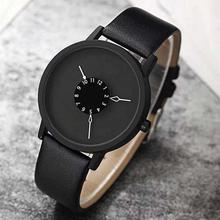 Matte Turntable Casual Leather Unisex Watch
