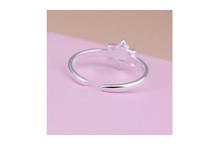 Silver Toned Star Shaped Adjustable Ring For Women