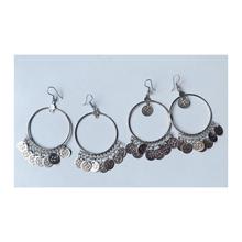 Silver Vintage Gypsy Jhumka Round Tassels Earrings For Women