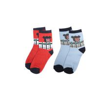 Combo Of 3 Pair Printed Socks For Kids -Red/Blue