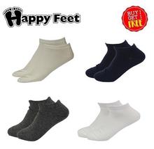 Happy Feet Pack of 4 100% Cotton Plain Ankle Socks - Buy 1 Get 1 Free (2013)