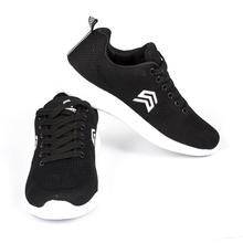Light Weight Knitted Black Sports Shoe - (6122)